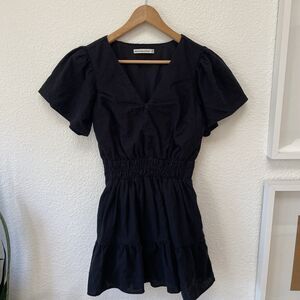 Abercrombie & Fitch Linen-Blend Mini Dres Black Women's Size Petiete Small